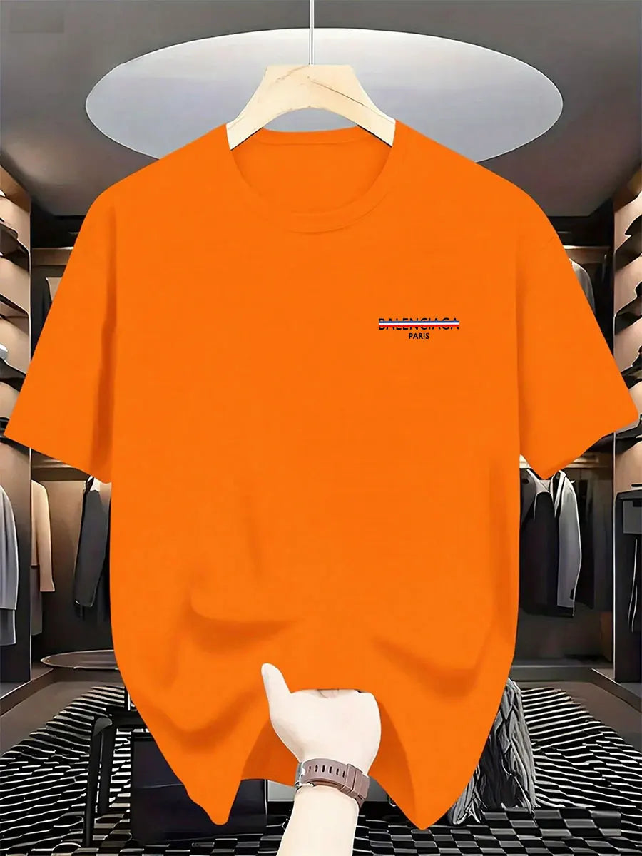 2025 Summer New Style Luxury Fashion International Brand PARIS Printed T-shirt for Men, Pure Cotton Round-neck Casual Urban Y2K