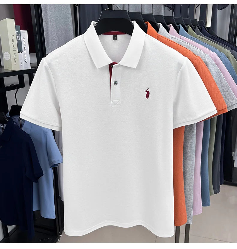 100% pure cotton men's short sleeved polo shirt