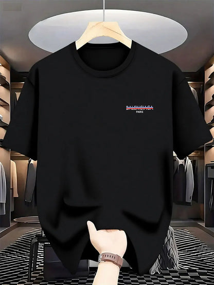 2025 Summer New Style Luxury Fashion International Brand PARIS Printed T-shirt for Men, Pure Cotton Round-neck Casual Urban Y2K