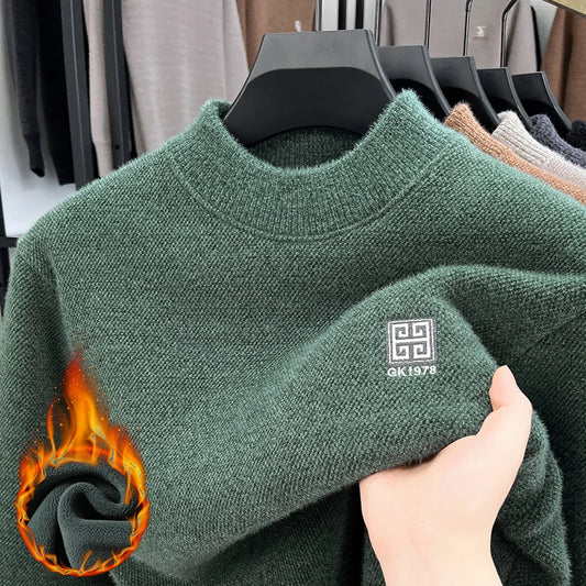 2024 Designer Luxury Brand Men's Knit Pullover Embroidered Sweater Winter British Business Fashion Trend Plush Thicken Menswear