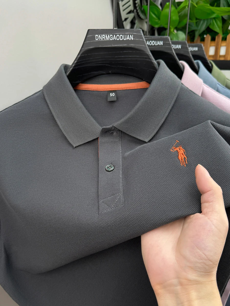 100% pure cotton men's short sleeved polo shirt