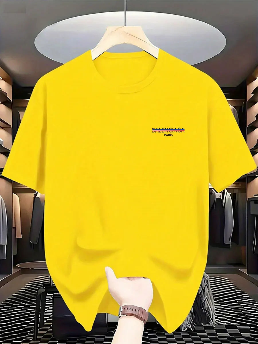 2025 Summer New Style Luxury Fashion International Brand PARIS Printed T-shirt for Men, Pure Cotton Round-neck Casual Urban Y2K