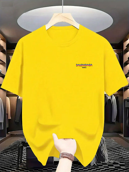 2025 Summer New Style Luxury Fashion International Brand PARIS Printed T-shirt for Men, Pure Cotton Round-neck Casual Urban Y2K