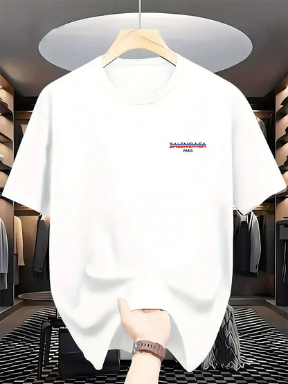 2025 Summer New Style Luxury Fashion International Brand PARIS Printed T-shirt for Men, Pure Cotton Round-neck Casual Urban Y2K