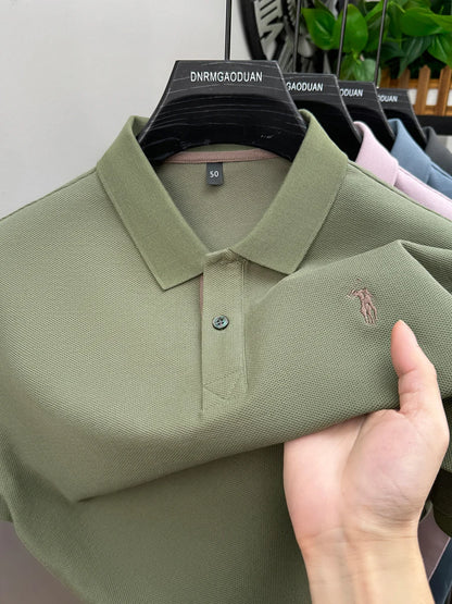 100% pure cotton men's short sleeved polo shirt