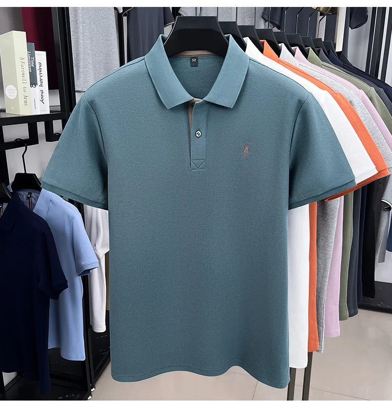 100% pure cotton men's short sleeved polo shirt