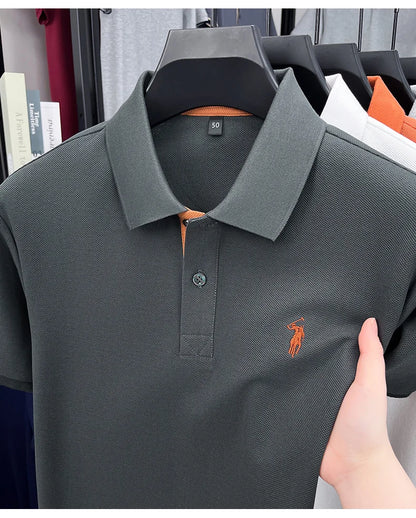 100% pure cotton men's short sleeved polo shirt