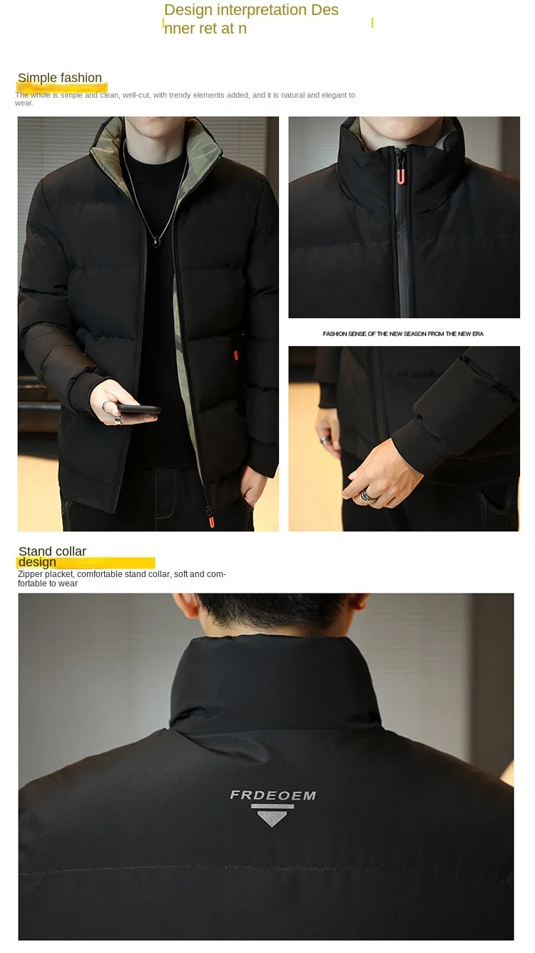 2023 explosive autumn and winter cotton-padded men's fashion brand warm cotton-padded jacket on cotton-padded coat coat