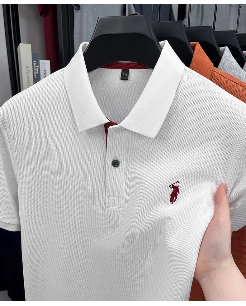 100% pure cotton men's short sleeved polo shirt