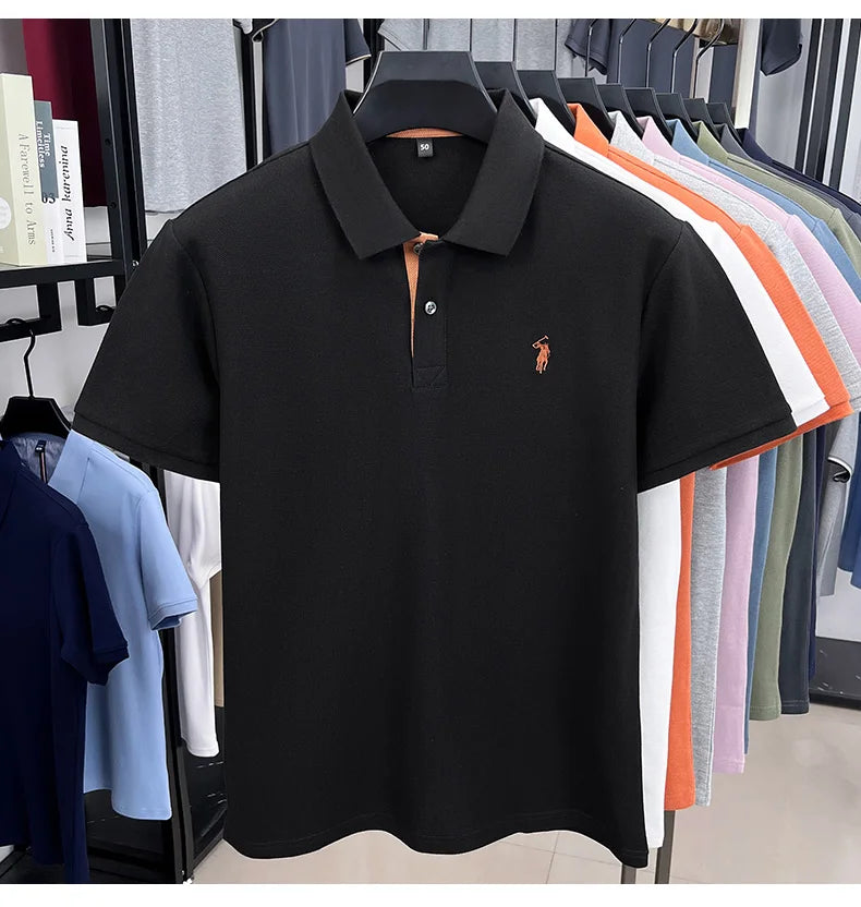 100% pure cotton men's short sleeved polo shirt