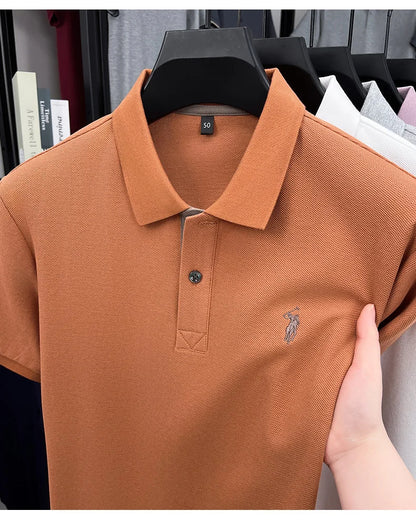 100% pure cotton men's short sleeved polo shirt