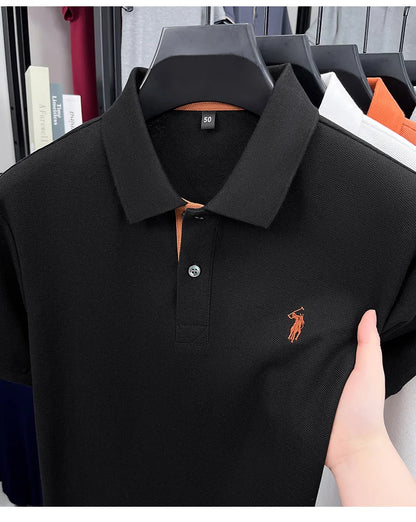 100% pure cotton men's short sleeved polo shirt