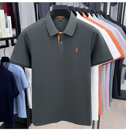 100% pure cotton men's short sleeved polo shirt