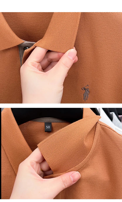 100% pure cotton men's short sleeved polo shirt