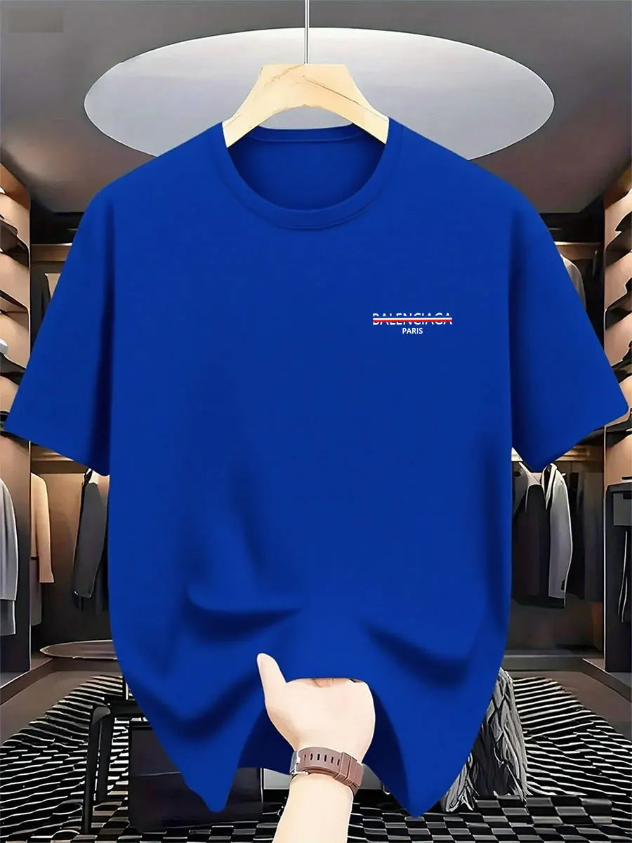 2025 Summer New Style Luxury Fashion International Brand PARIS Printed T-shirt for Men, Pure Cotton Round-neck Casual Urban Y2K