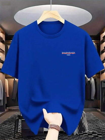 2025 Summer New Style Luxury Fashion International Brand PARIS Printed T-shirt for Men, Pure Cotton Round-neck Casual Urban Y2K