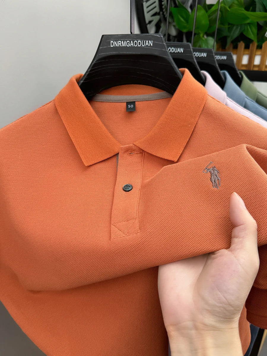 100% pure cotton men's short sleeved polo shirt