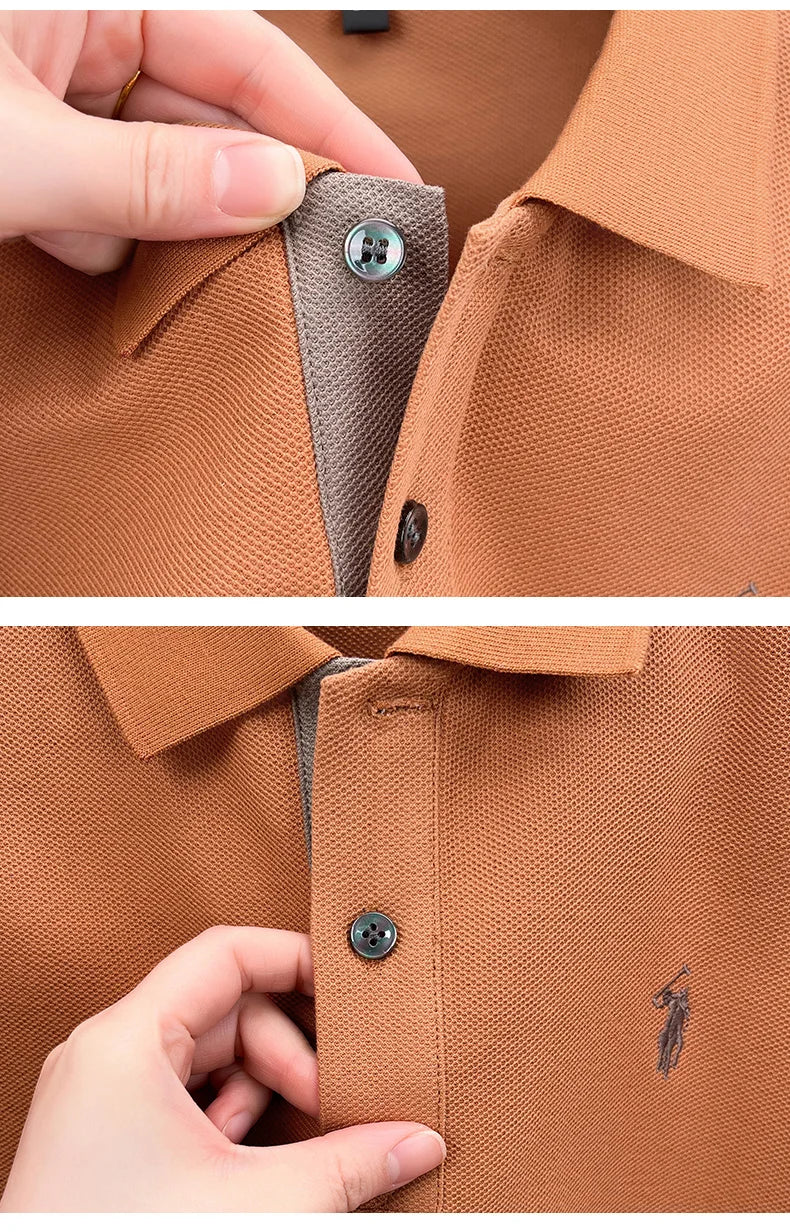 100% pure cotton men's short sleeved polo shirt