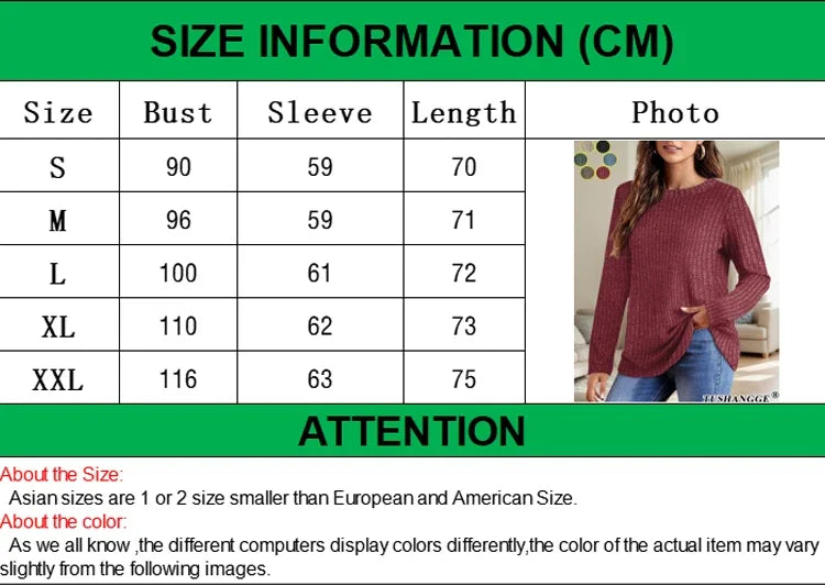 2024 Autumn Women Round Neck Long Sleeved Pit Stripe Pullovers Solid Color Lightweight Ladies Sweaters Comfortable Woman Clothes