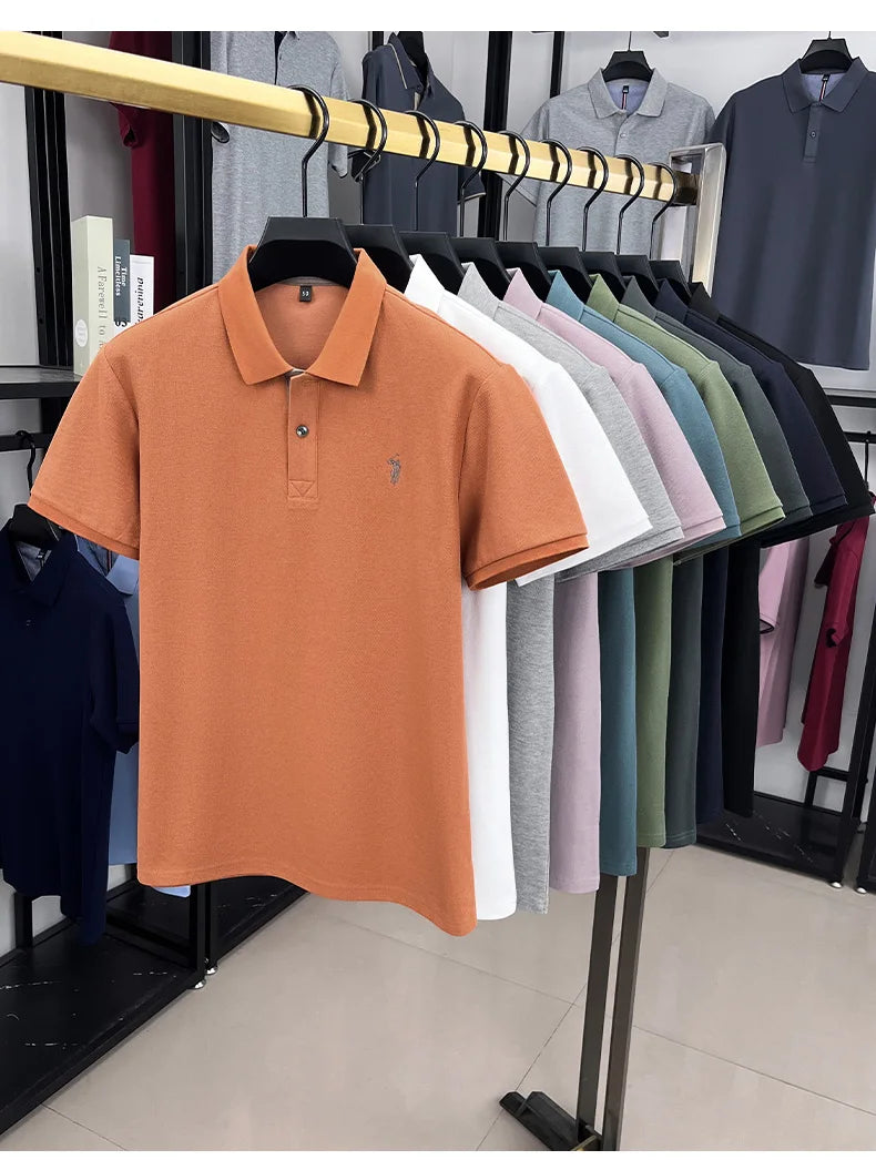 100% pure cotton men's short sleeved polo shirt
