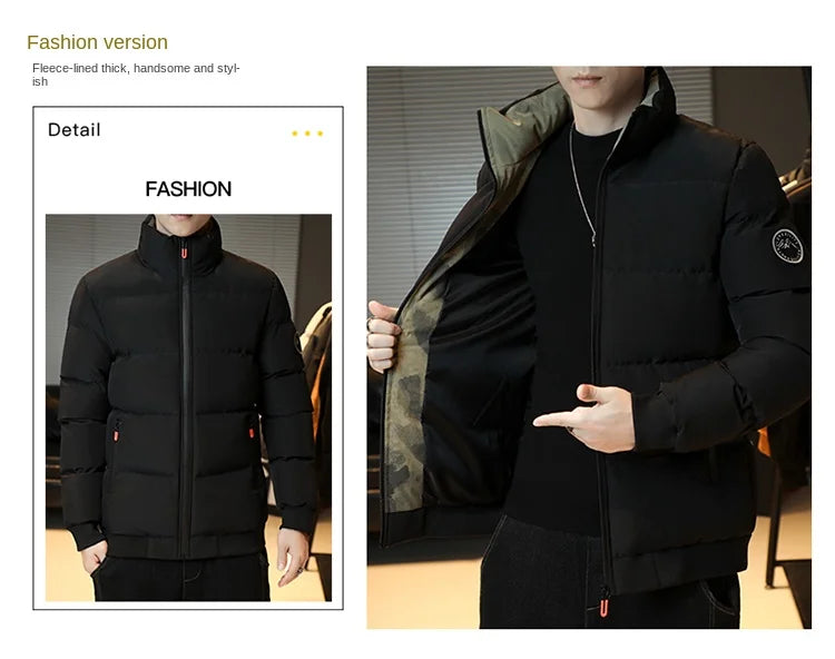 2023 explosive autumn and winter cotton-padded men's fashion brand warm cotton-padded jacket on cotton-padded coat coat