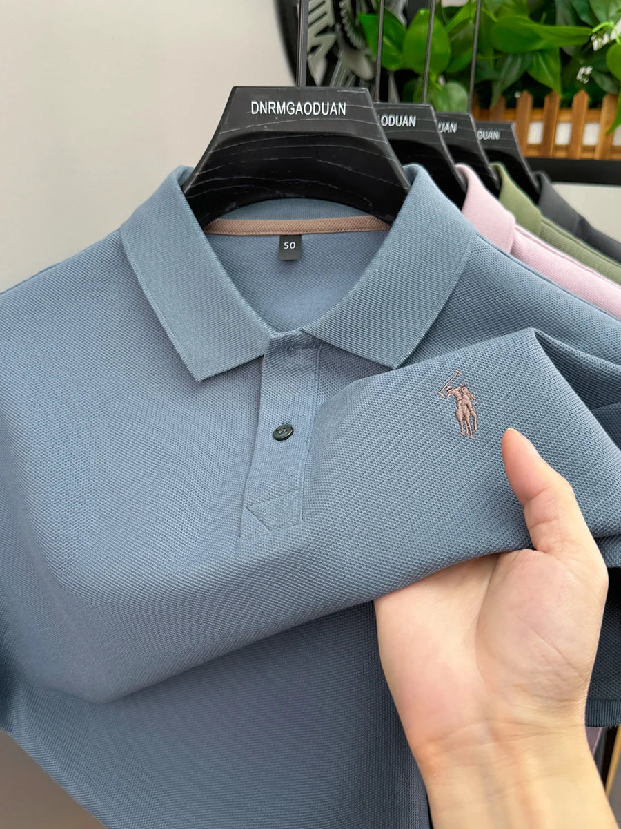 100% pure cotton men's short sleeved polo shirt