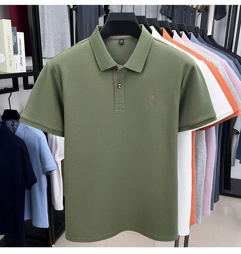 100% pure cotton men's short sleeved polo shirt