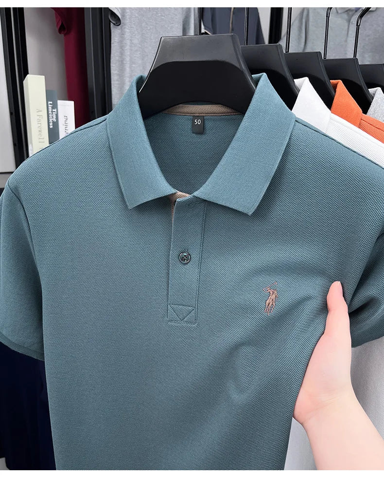 100% pure cotton men's short sleeved polo shirt