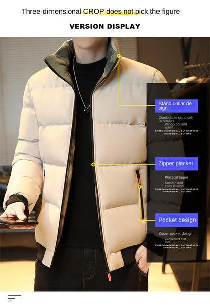 2023 explosive autumn and winter cotton-padded men's fashion brand warm cotton-padded jacket on cotton-padded coat coat