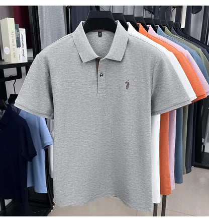 100% pure cotton men's short sleeved polo shirt