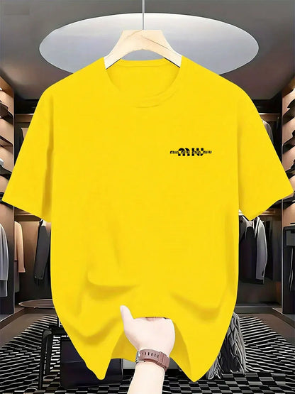 2025 New Style Men's Luxury Fashion International Brand Letter Pattern Printed T-shirt, Pure Cotton Round Neck Casual Trendy Y2K