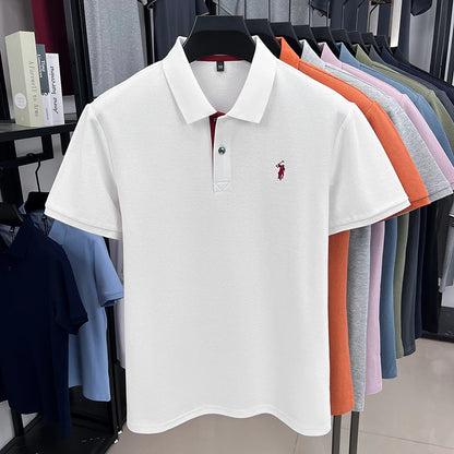 100% pure cotton men's short sleeved polo shirt