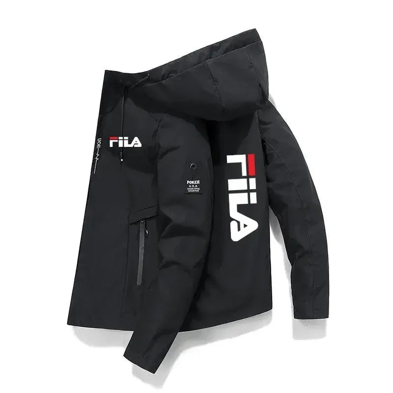 2025Spring and autumn street trend men's hooded coat, fashion outdoor hiking jogging zipper loose large size men's casual jacket