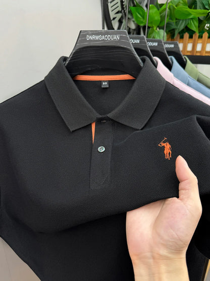 100% pure cotton men's short sleeved polo shirt