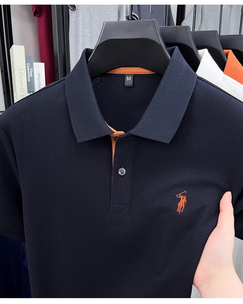 100% pure cotton men's short sleeved polo shirt