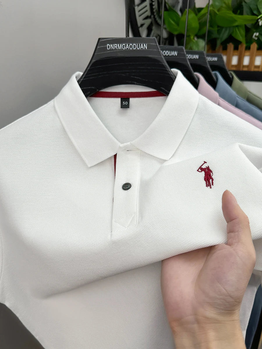 100% pure cotton men's short sleeved polo shirt
