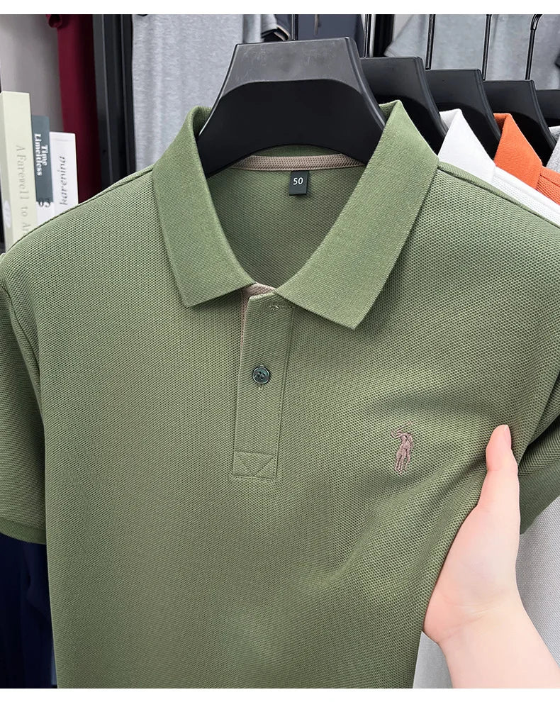 100% pure cotton men's short sleeved polo shirt