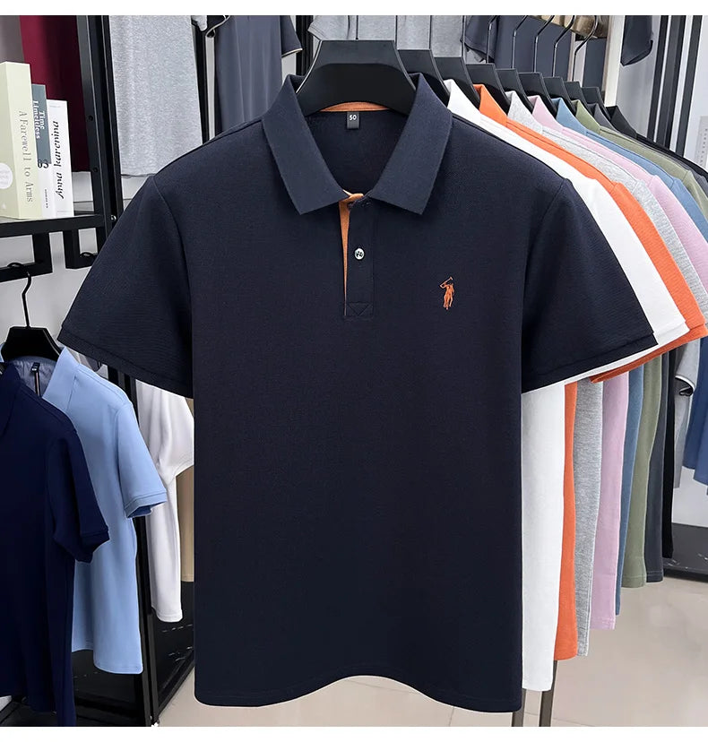 100% pure cotton men's short sleeved polo shirt