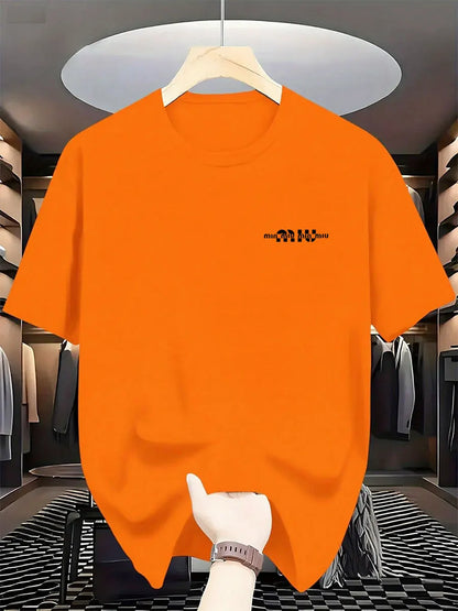 2025 New Style Men's Luxury Fashion International Brand Letter Pattern Printed T-shirt, Pure Cotton Round Neck Casual Trendy Y2K